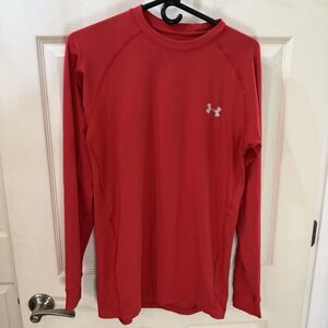 Men's Under Armour Coldgear Crew Neck Fitted Compression Layer Red Med 1239296